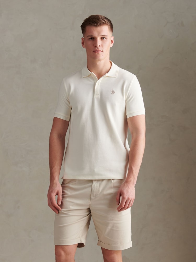 U.S. Polo Assn. Cream Twill Texture Polo Shirt - Image 1 of 6