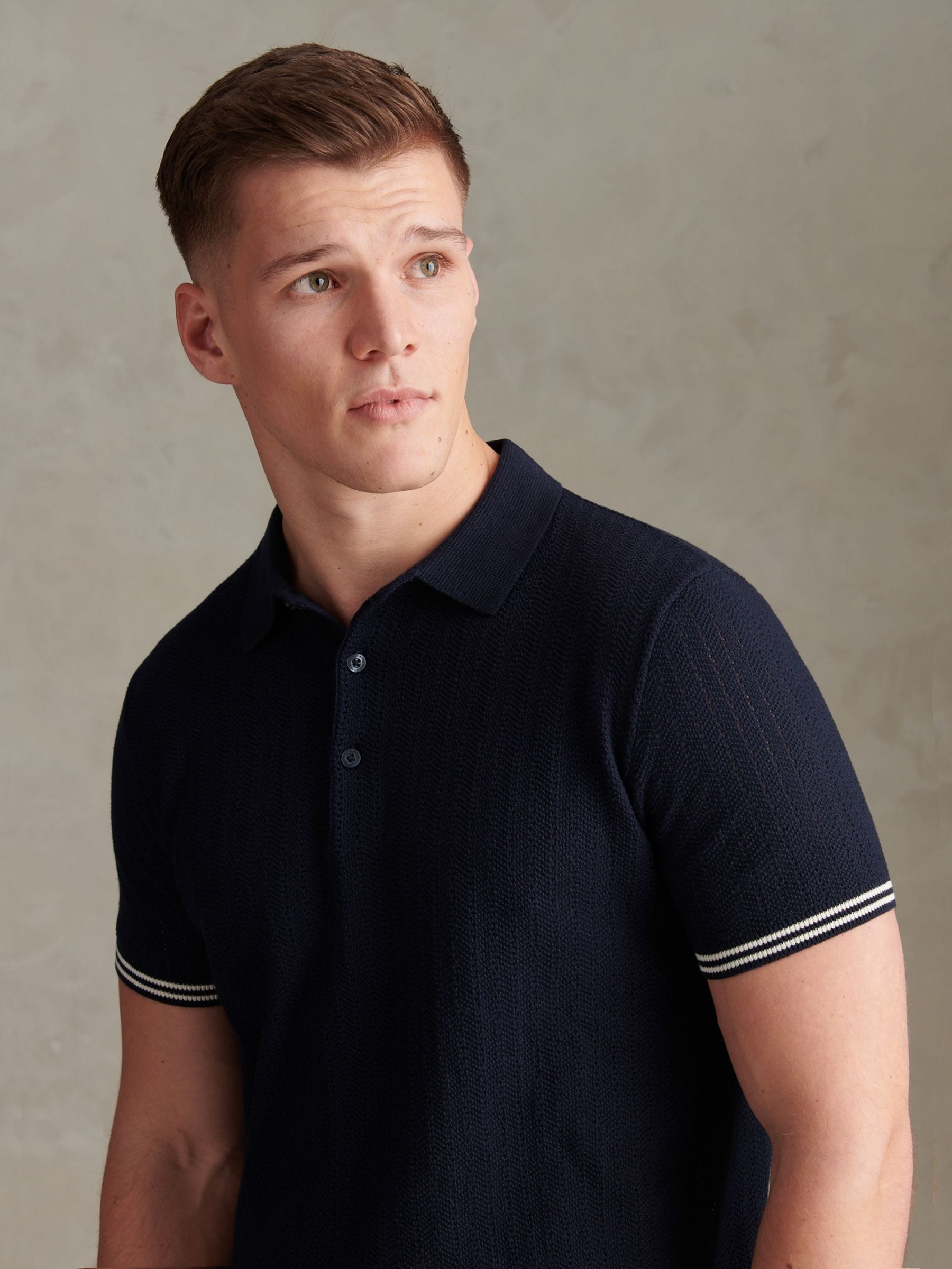 Buy U.S. Polo Assn Blue Tipped Open Knit Polo Shirt from Next Italy