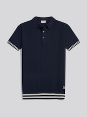 U.S. Polo Assn. Blue Tipped Open Knit Polo Shirt - Image 6 of 8