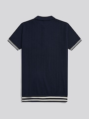U.S. Polo Assn. Blue Tipped Open Knit Polo Shirt - Image 7 of 8