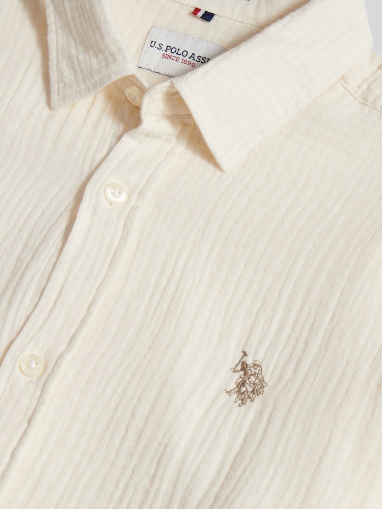 U.S. Polo Assn. Cream Double Cloth Shirt - Image 3 of 3 U.S. Polo Assn. Cream Double Cloth Shirt - Image 3 of 3