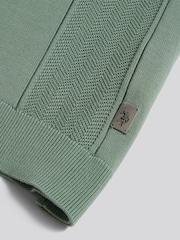 U.S. Polo Assn. Green Wide Texture Zip Knit Polo Shirt - Image 3 of 3