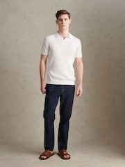 U.S. Polo Assn. White Revere Collar Vertical Knit Polo Shirt - Image 3 of 7