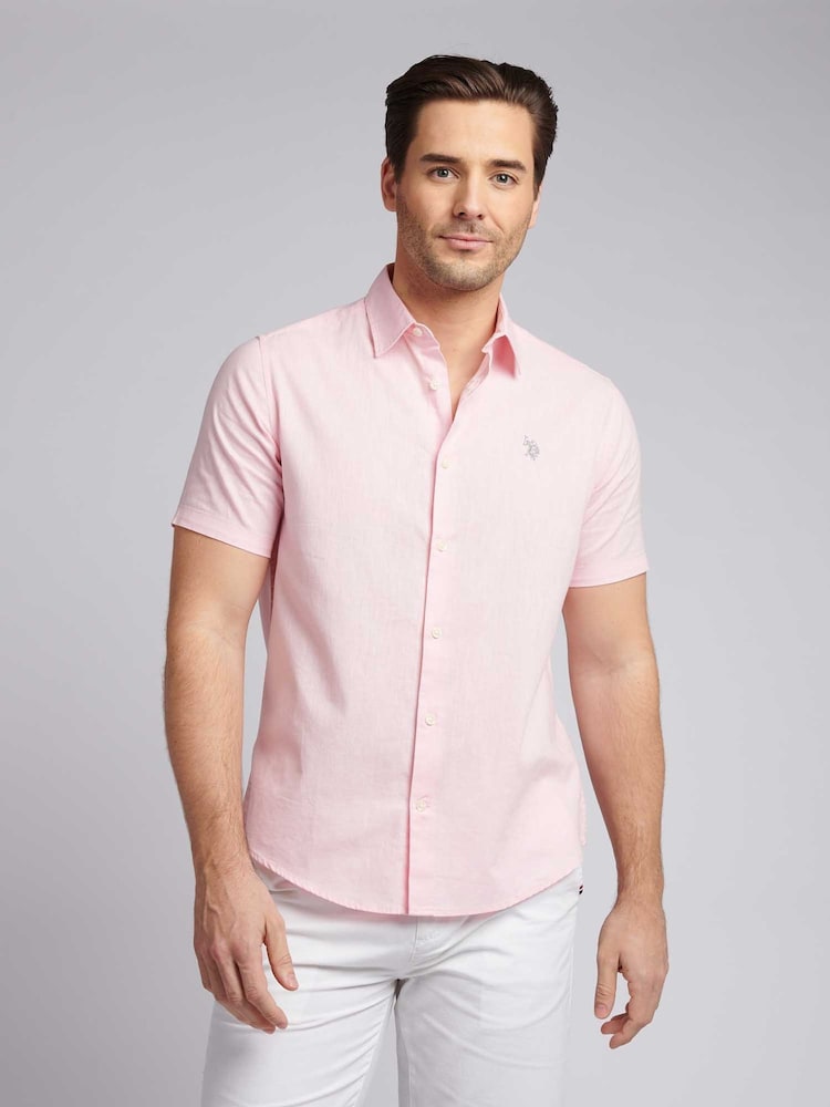 U.S. Polo Assn. Pink Linen Blend Short Sleeve Shirt - Image 1 of 7