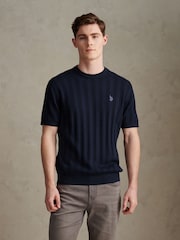 U.S. Polo Assn. Blue Vertical Texture Knit T-Shirt - Image 1 of 7