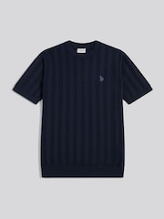 U.S. Polo Assn. Blue Vertical Texture Knit T-Shirt - Image 5 of 7