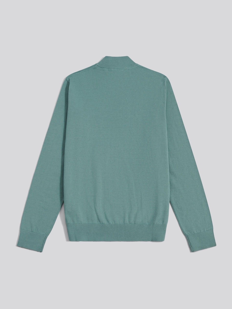 U.S. Polo Assn. Green Cotton Quarter Zip Funnel Jumper - Image 2 of 4