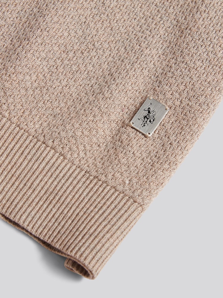 U.S. Polo Assn. Natural Textured Knit Polo Shirt - Image 7 of 7