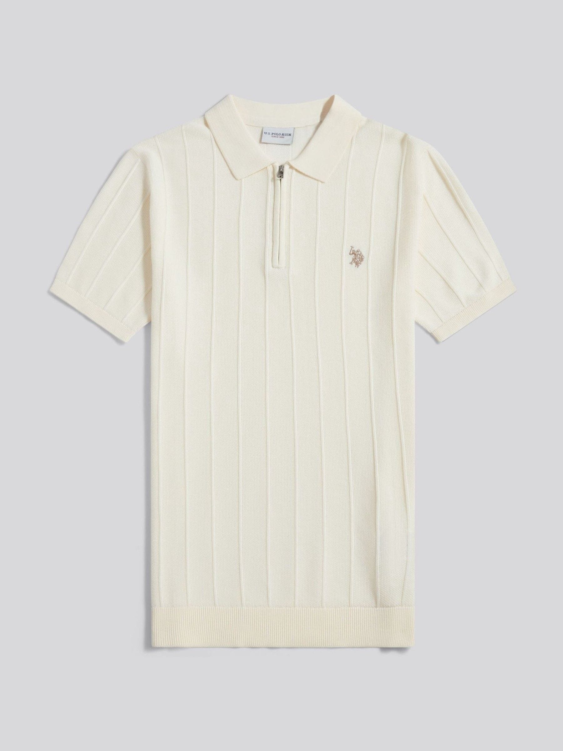 Buy U.S. Polo Assn. Cream Zip Knit Polo Shirt from Next USA