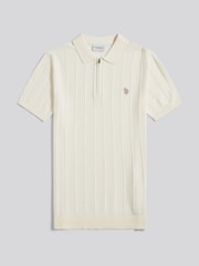 U.S. Polo Assn. Cream Zip Knit Polo Shirt - Image 1 of 3