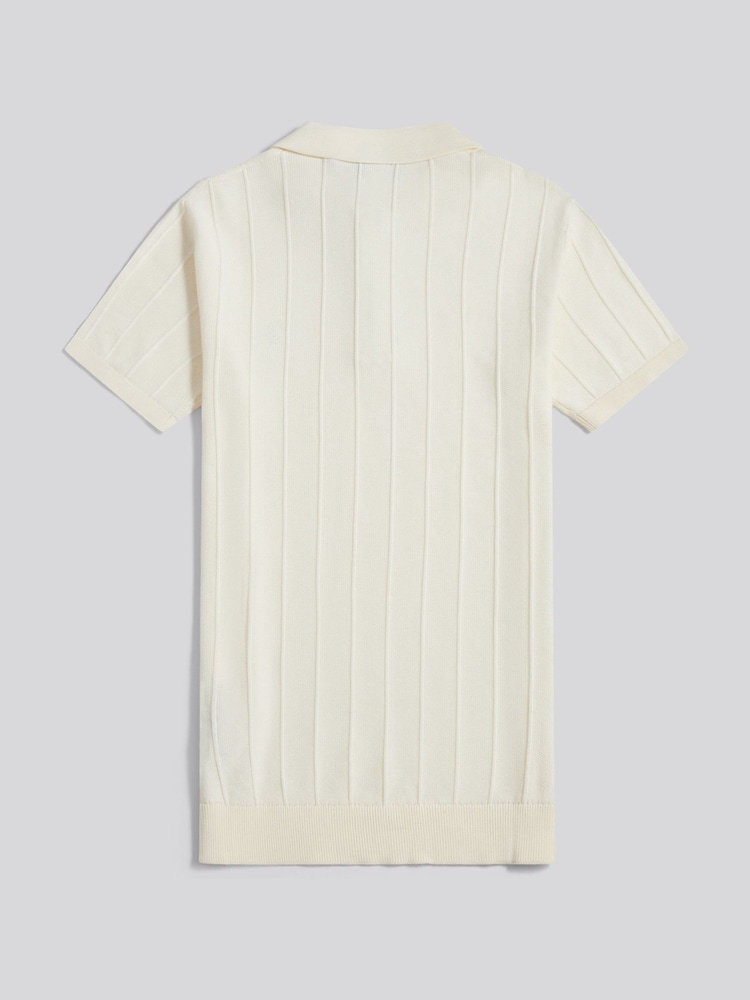 U.S. Polo Assn. Cream Zip Knit Polo Shirt - Image 2 of 3 U.S. Polo Assn. Cream Zip Knit Polo Shirt - Image 2 of 3