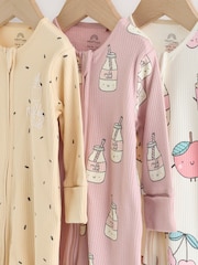 Pink Brunch Two Way Zip Baby Sleepsuit 3 Pack (0mths-3yrs) - Image 7 of 13