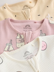 Pink Brunch Two Way Zip Baby Sleepsuit 3 Pack (0mths-3yrs) - Image 8 of 13