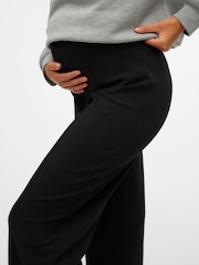 VERO MODA Black Maternity Pull On Pleat Front Wide Leg Trousers - Image 4 of 5