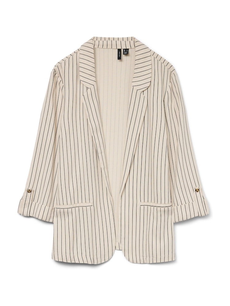 VERO MODA Cream Linen Blend 3/4 Sleeve Blazer - Image 4 of 4