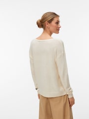 VERO MODA Cream Long Sleeve V-Neck Lightweight Jumper - Image 2 of 5