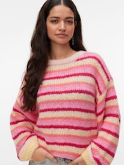 VERO MODA Gestreifter Langarm-Pullover mit Rundhalsausschnitt - Bild 2 von 5