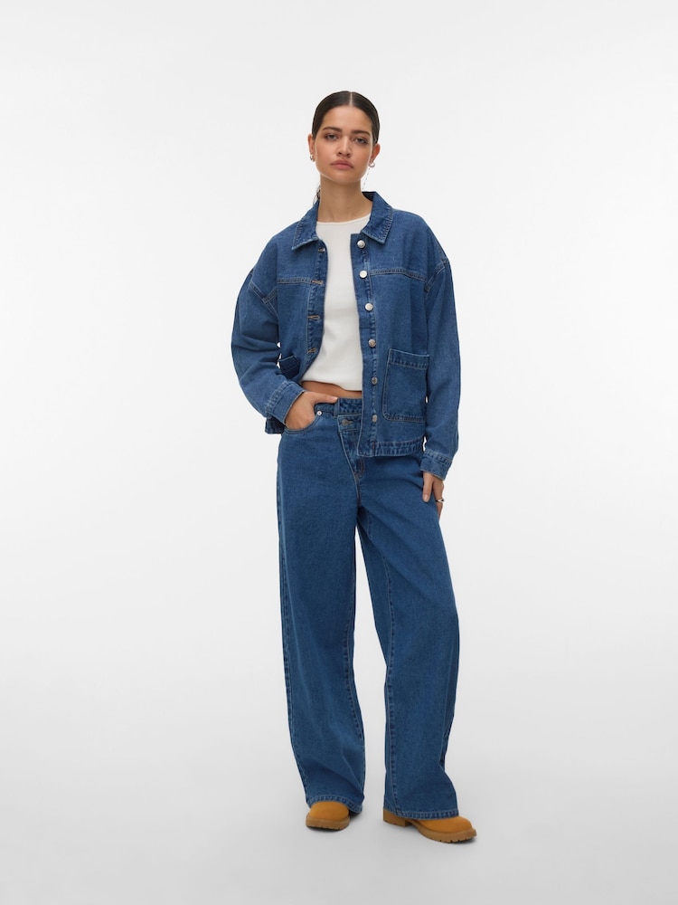 Dunkelblau - VERO MODA Langarm Denim Shacket - Bild 2 von 7