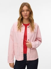 VERO MODA Pink Long Sleeve Denim Shacket - Image 1 of 6