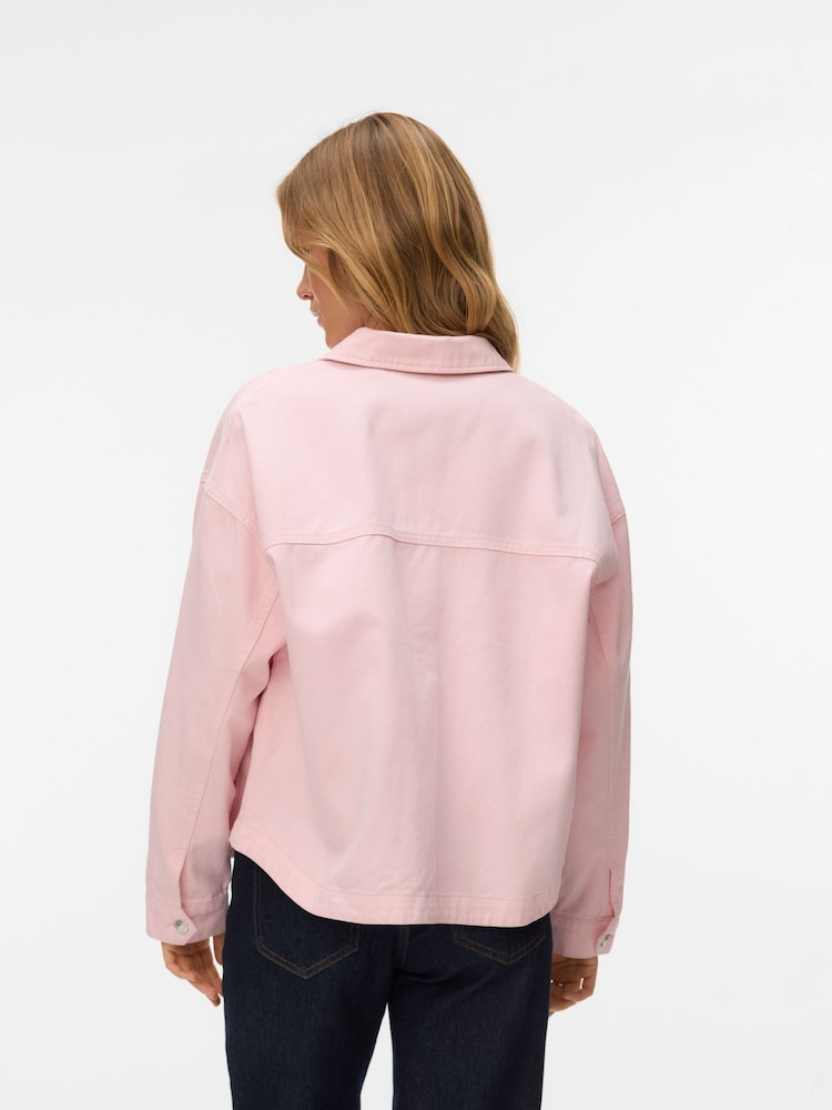VERO MODA Pink Long Sleeve Denim Shacket - Image 2 of 6