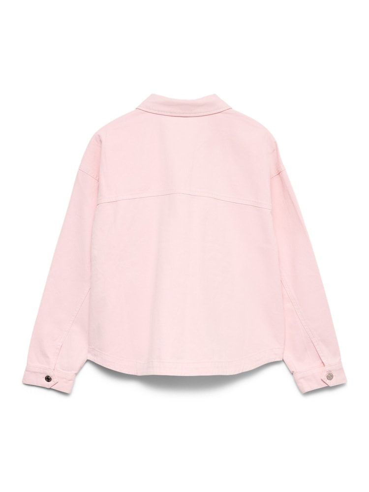 VERO MODA Pink Long Sleeve Denim Shacket - Image 6 of 6