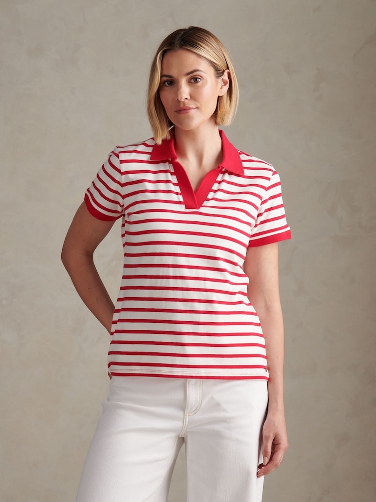 U.S. Polo Assn. Red Luxury Stripe Polo Top - Image 1 of 8
