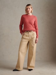 U.S. Polo Assn. Mineral Red Crew Neck Cable Knit Jumper - Image 3 of 7