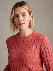 U.S. Polo Assn. Mineral Red Crew Neck Cable Knit Jumper - Image 4 of 7