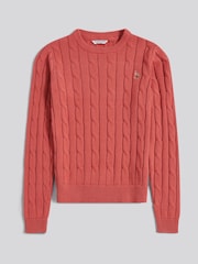 U.S. Polo Assn. Mineral Red Crew Neck Cable Knit Jumper - Image 6 of 7