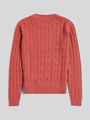 U.S. Polo Assn. Mineral Red Crew Neck Cable Knit Jumper - Image 7 of 7