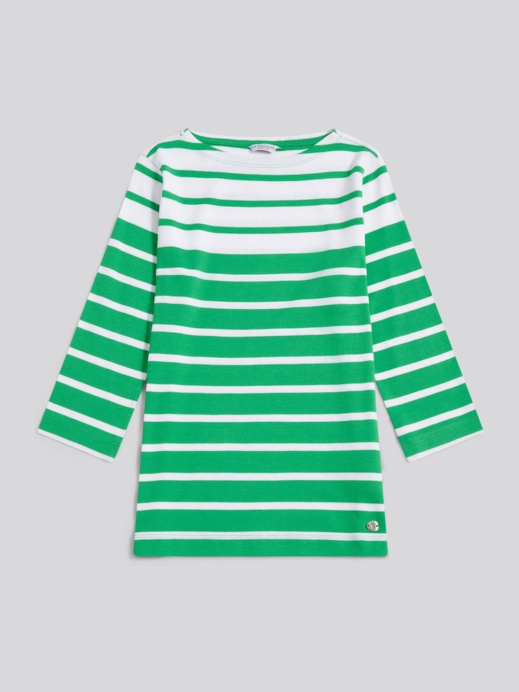 U.S. Polo Assn. Green Gradient Stripe Boatneck T-Shirt - Image 1 of 3