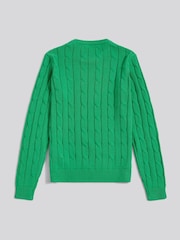 U.S. Polo Assn. Kelly Green Crew Neck Cable Knit Jumper - Image 2 of 3