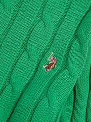 U.S. Polo Assn. Kelly Green Crew Neck Cable Knit Jumper - Image 3 of 3