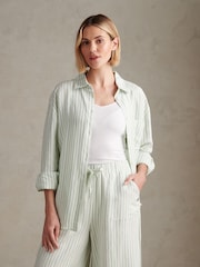 U.S. Polo Assn Green Linen Blend Loose Fit Stripe Shirt - Image 1 of 9