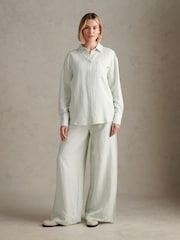 U.S. Polo Assn Green Linen Blend Loose Fit Stripe Shirt - Image 4 of 9