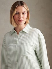 U.S. Polo Assn Green Linen Blend Loose Fit Stripe Shirt - Image 5 of 9