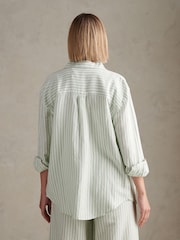 U.S. Polo Assn Green Linen Blend Loose Fit Stripe Shirt - Image 6 of 9