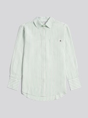 U.S. Polo Assn Green Linen Blend Loose Fit Stripe Shirt - Image 7 of 9