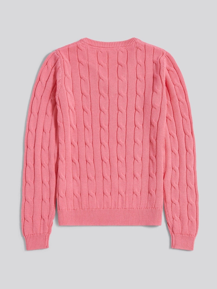 מסטיק - .U.S. Polo Assn סוודר בסריגת צמות של צווארון וי - תמונה 2 מתוך 3