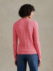 U.S. Polo Assn. Bubblegum V-Neck Cable Knit Jumper - Image 4 of 8