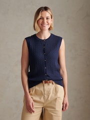 U.S. Polo Assn Blue Sleeveless Cable Knit Cardigan - Image 1 of 8