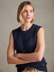 U.S. Polo Assn Blue Sleeveless Cable Knit Cardigan - Image 5 of 8