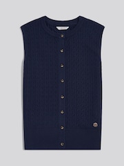 U.S. Polo Assn Blue Sleeveless Cable Knit Cardigan - Image 6 of 8