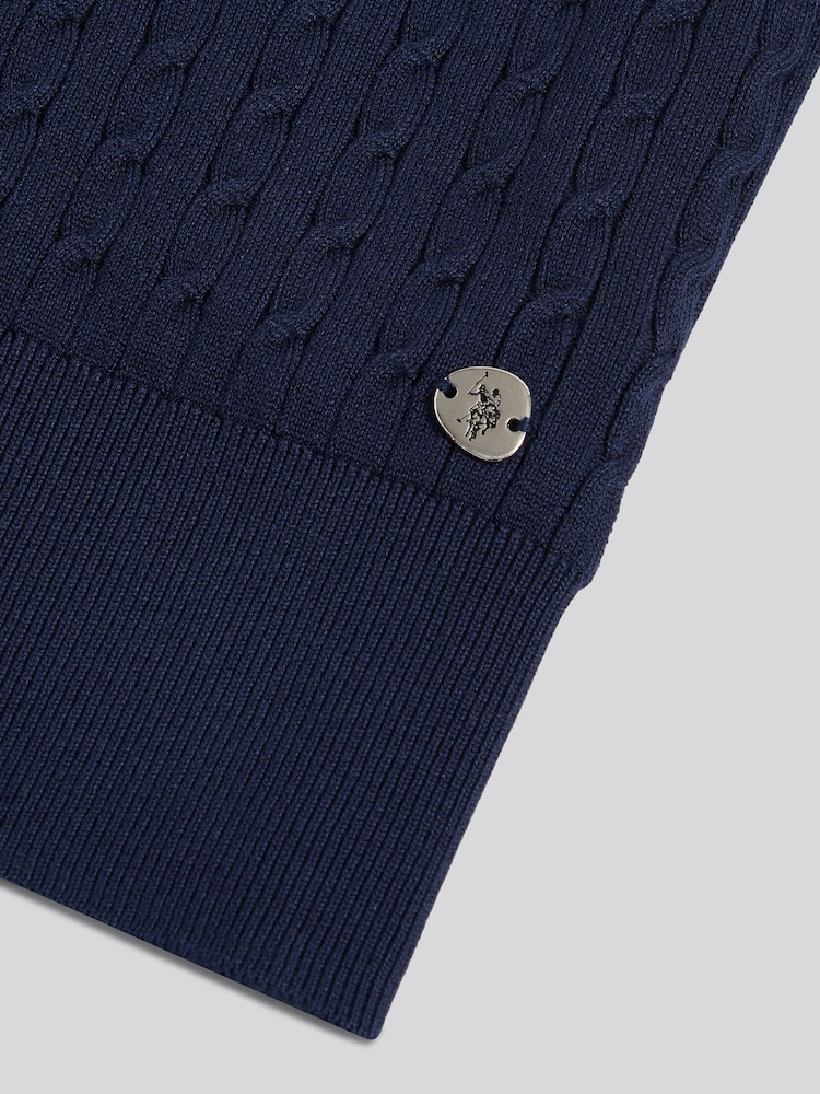 U.S. Polo Assn Blue Sleeveless Cable Knit Cardigan - Image 8 of 8