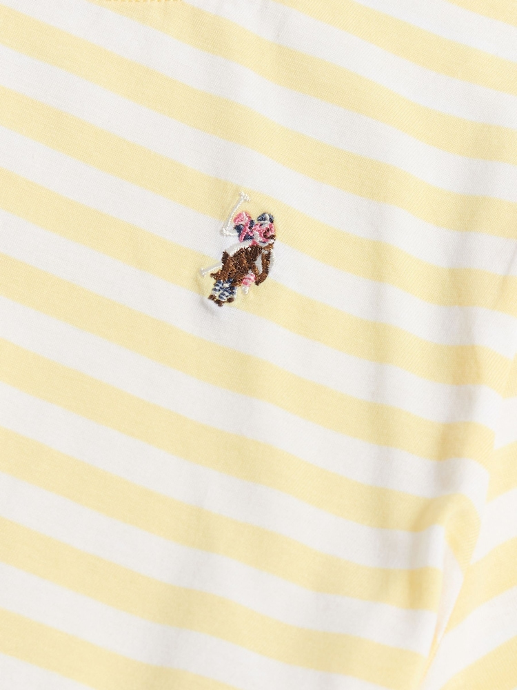 Amarillo - U.S. Polo Assn. Camiseta a rayas con cuello redondo - Imagen 7 de 7