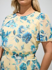 Gelb - Yours Curve London Geblümtes Kleid mit Zipfelsaum - Bild 4 von 5