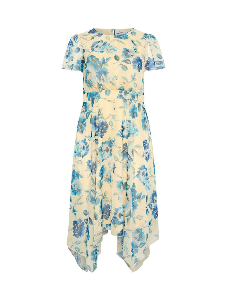 Gelb - Yours Curve London Geblümtes Kleid mit Zipfelsaum - Bild 5 von 5