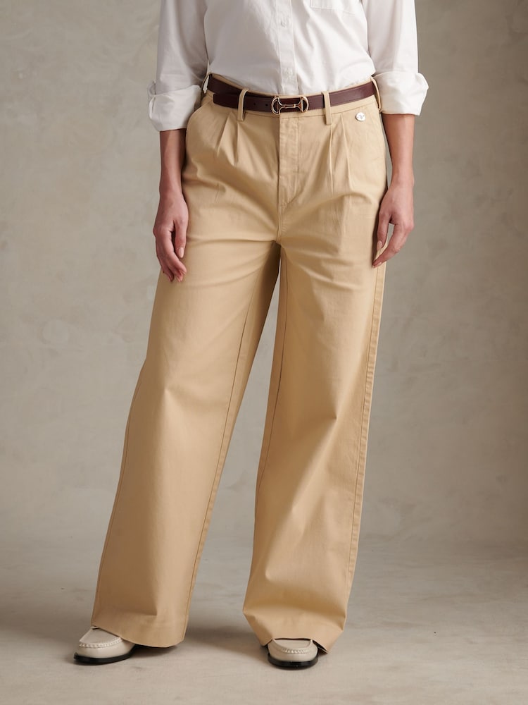U.S. Polo Assn. Natural Full Length Wide Leg Trousers - Image 1 of 7