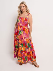 فستان ماكسي بطبعة فاكهة من Yours Curve - Image 1 of 5