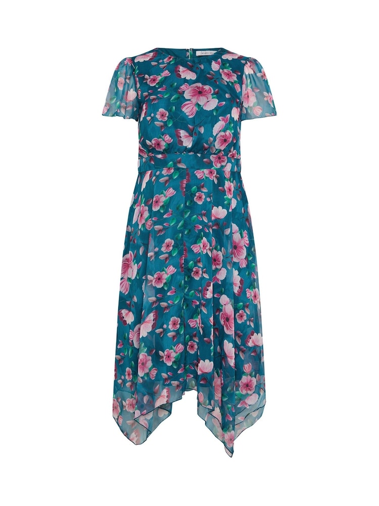 Μπλε - Yours Curve London Φλοράλ Φόρεμα με Τελείωμα με μύτες - Εικόνα 5 από 5